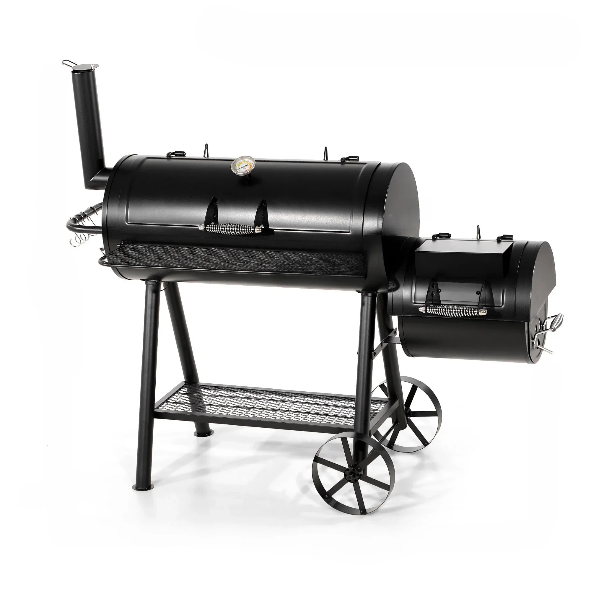 941 Sq.in. Overlarge BBQ Charcoal Grill with Offset Smoker, Black(XL)