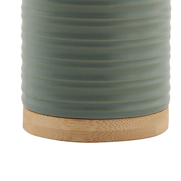 Gobelet de salle de bains en céramique vert sauge et bambou Ø7 x H.10,3 cm, Levasseur Lily