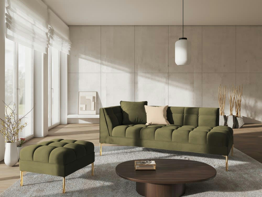 KAROO - Méridienne droite velours vert