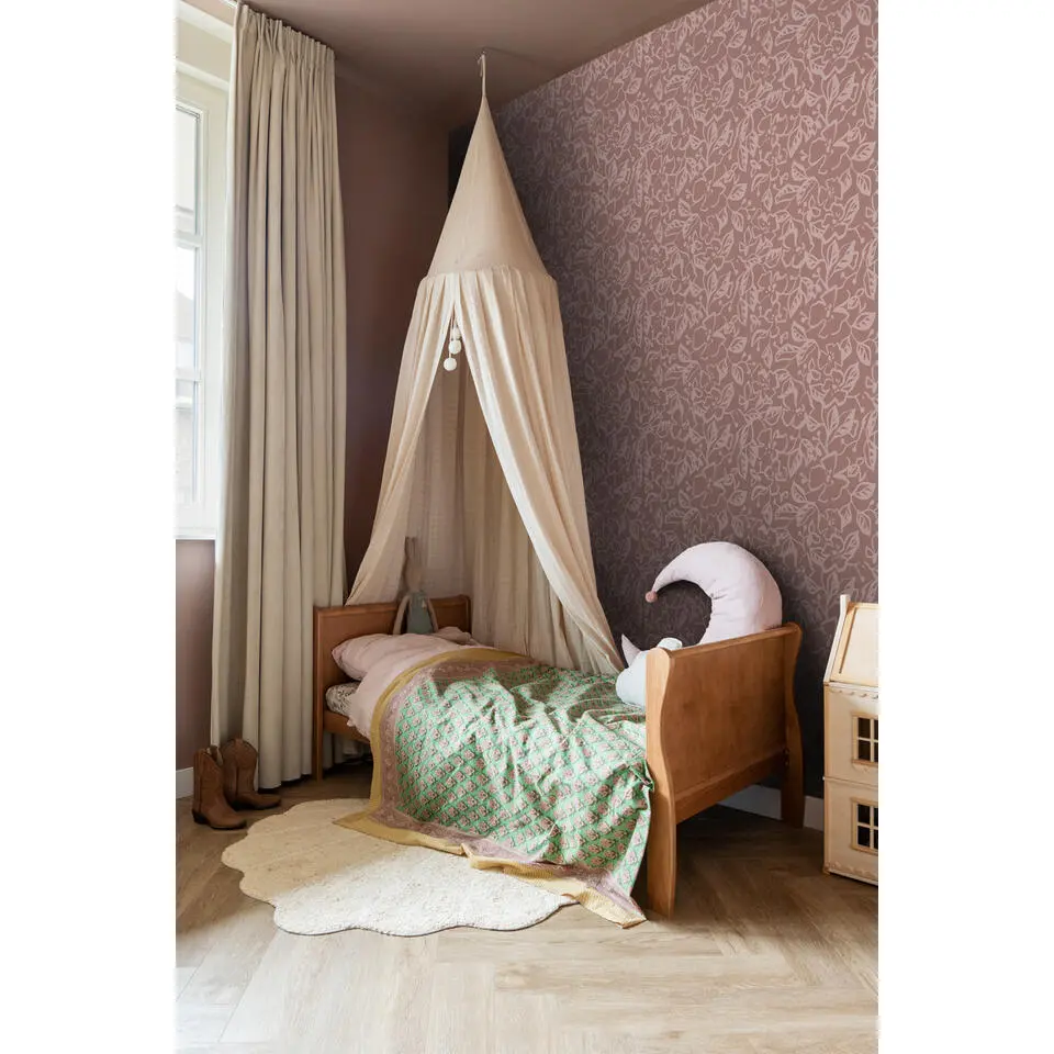 ESTAhome behang bladeren en bloemen mauve paars - 50 x 900 cm