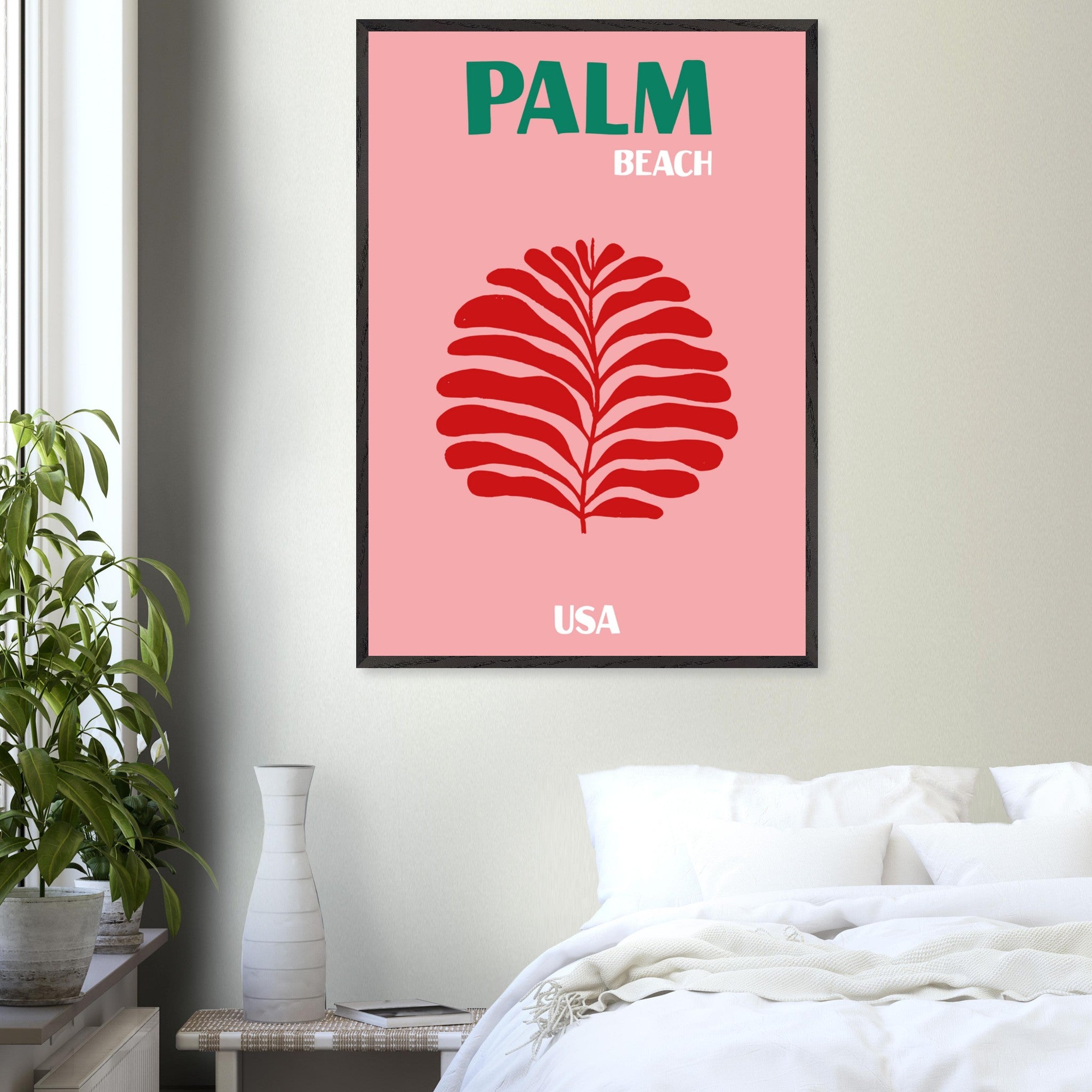 Artfulprints Poster USA - Palm Beach  - 70x100 cm - Roze