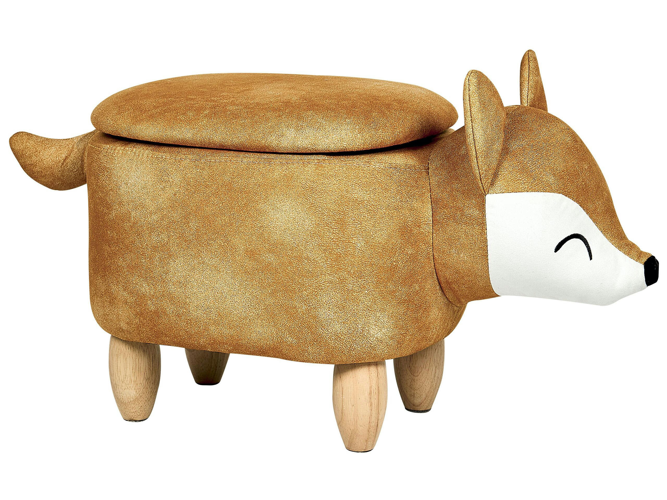 FOX - Tabouret animal en velours orange