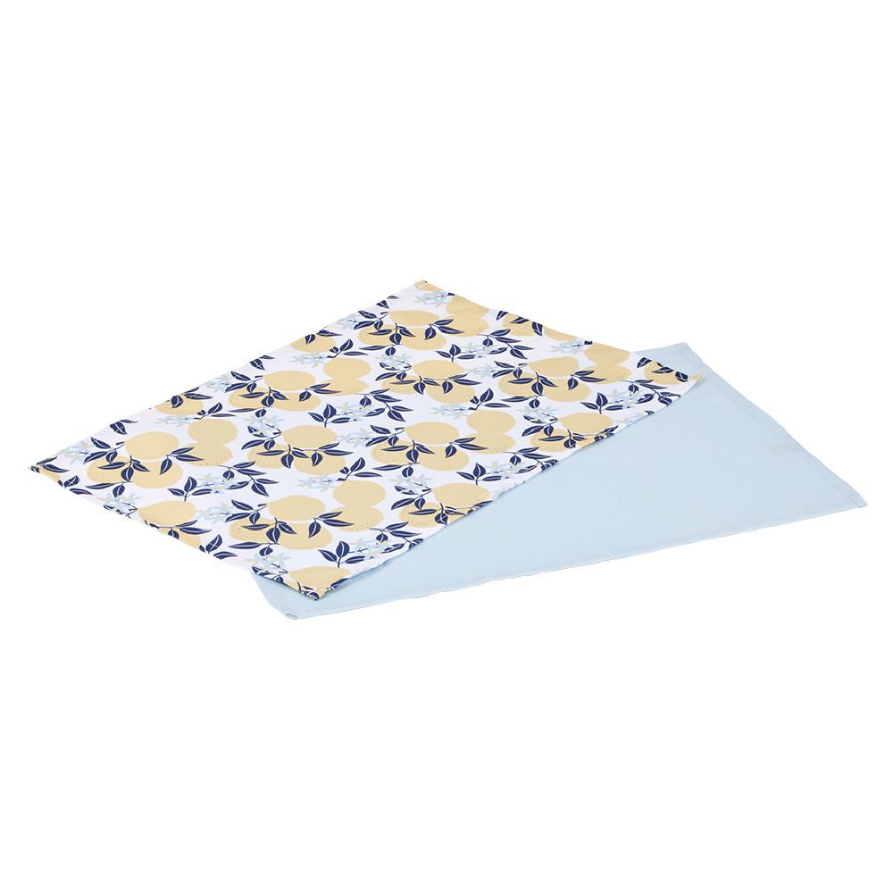 Set de table rectangulaire x2 motif citron et uni bleu