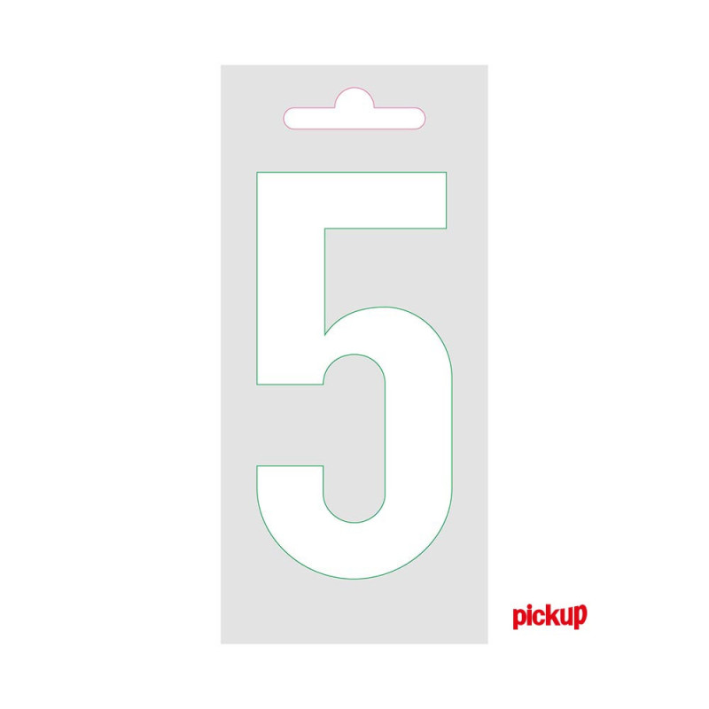 Chiffre 5 adhésif blanc 9 cm PICKUP