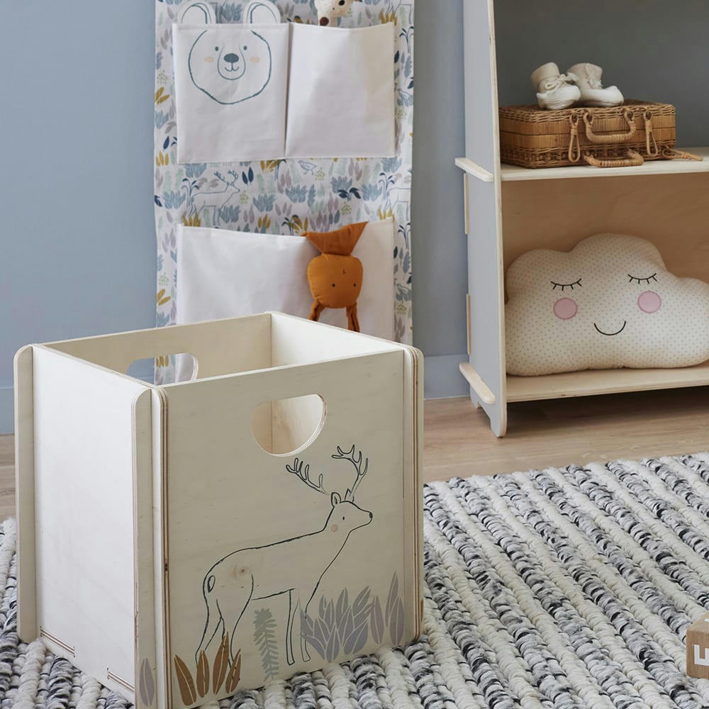 SANS CLOU NI VIS - Boîte de rangement en bois sans clous ni vis 31x31x31cm