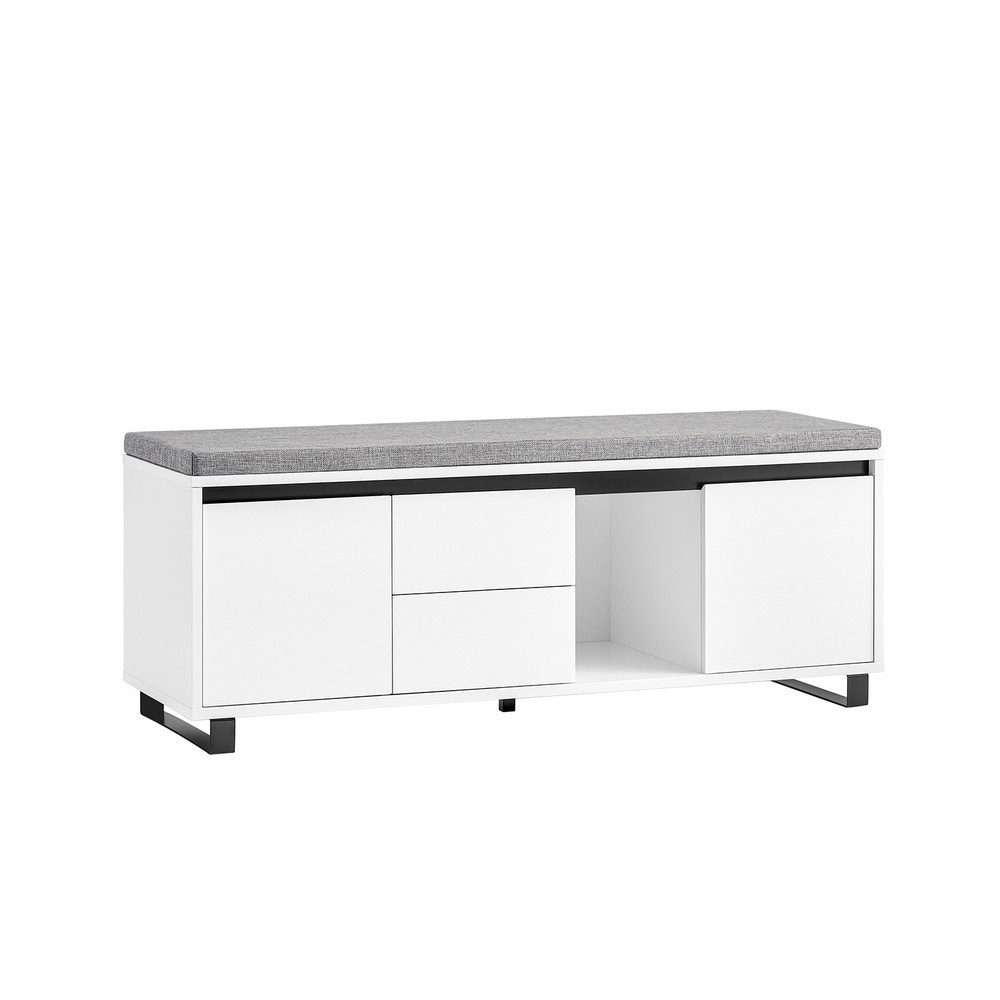 SoBuy Ławka na buty z 2 szufladami Biały 110x35x42cm Przemysłowy FSR176-W