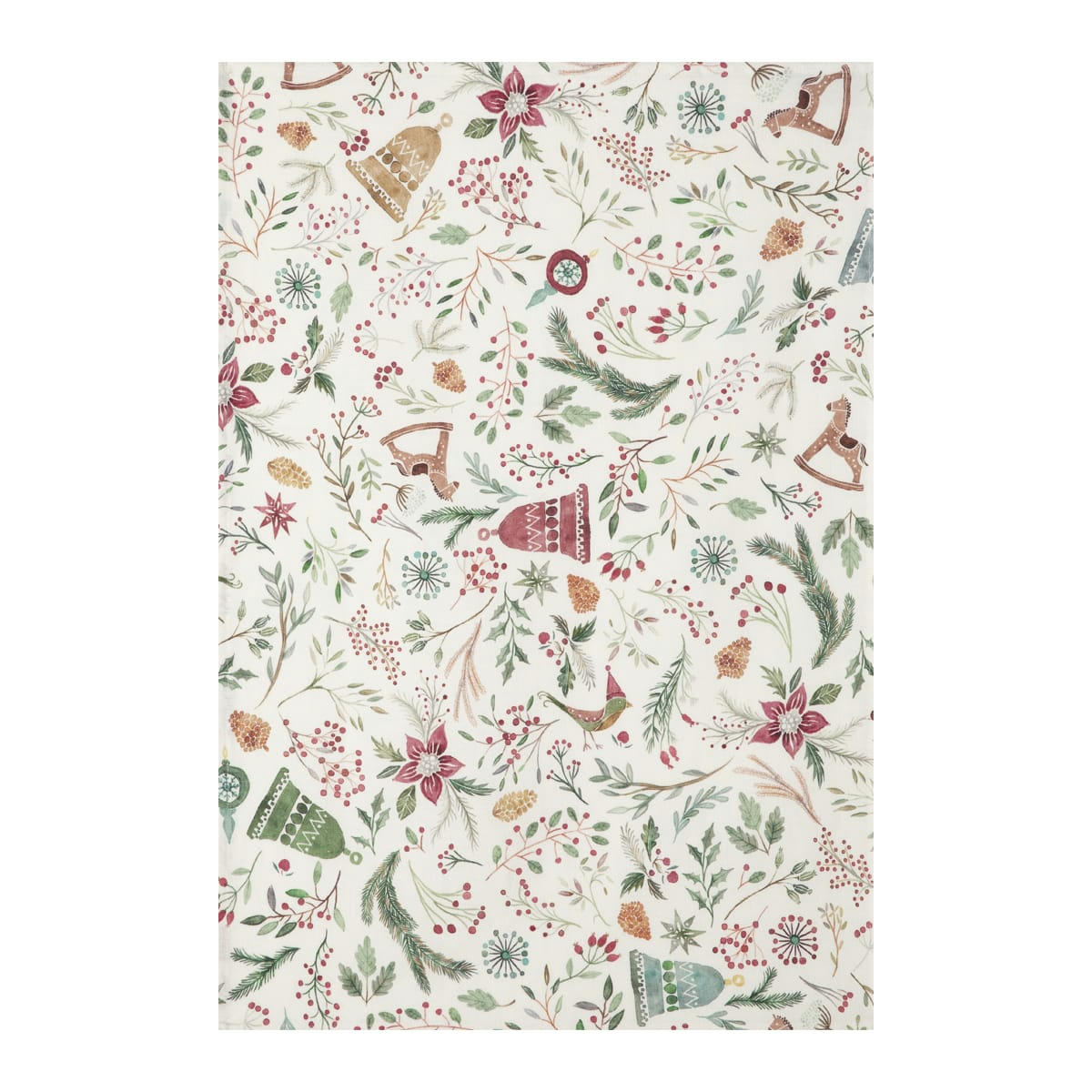 CHRISTMAS - Torchon en lin multicolore 50x75