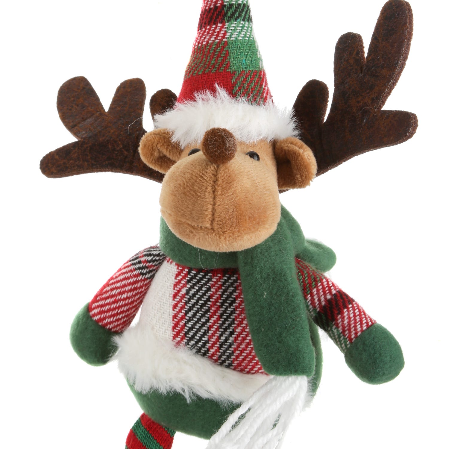 Renna Natale gambemolli 30 cm tartan verde