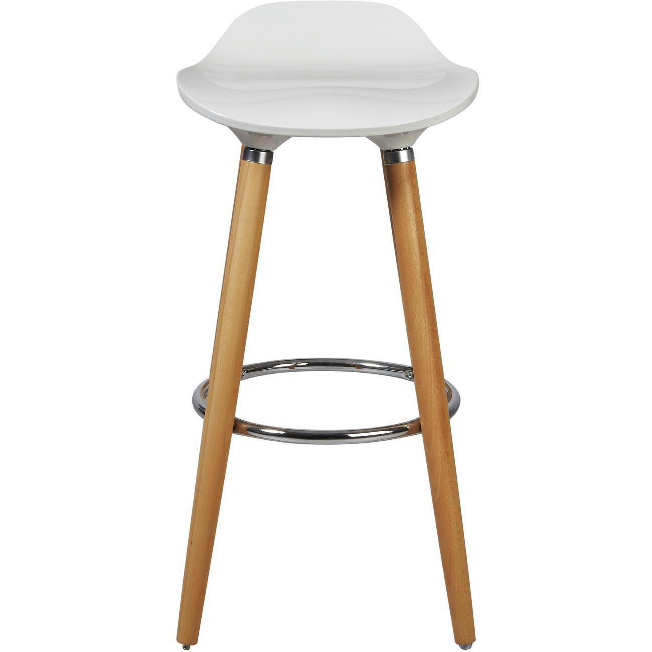 OLLO - Lot de 4 - Tabouret De Bar assise plastique dur abs blanc pieds metal