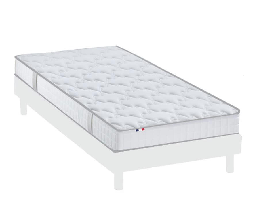ENSEMBLE KIT CIRRUS - Matelas Mousse Haute Résilience + Sommier Kit Blanc 90x190