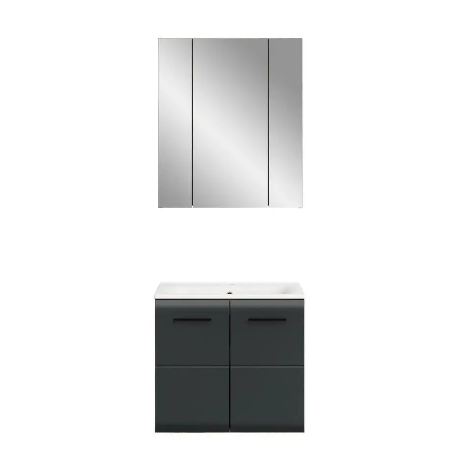 Hioshop Ice badkamer I3 zwart mat- eiken decor