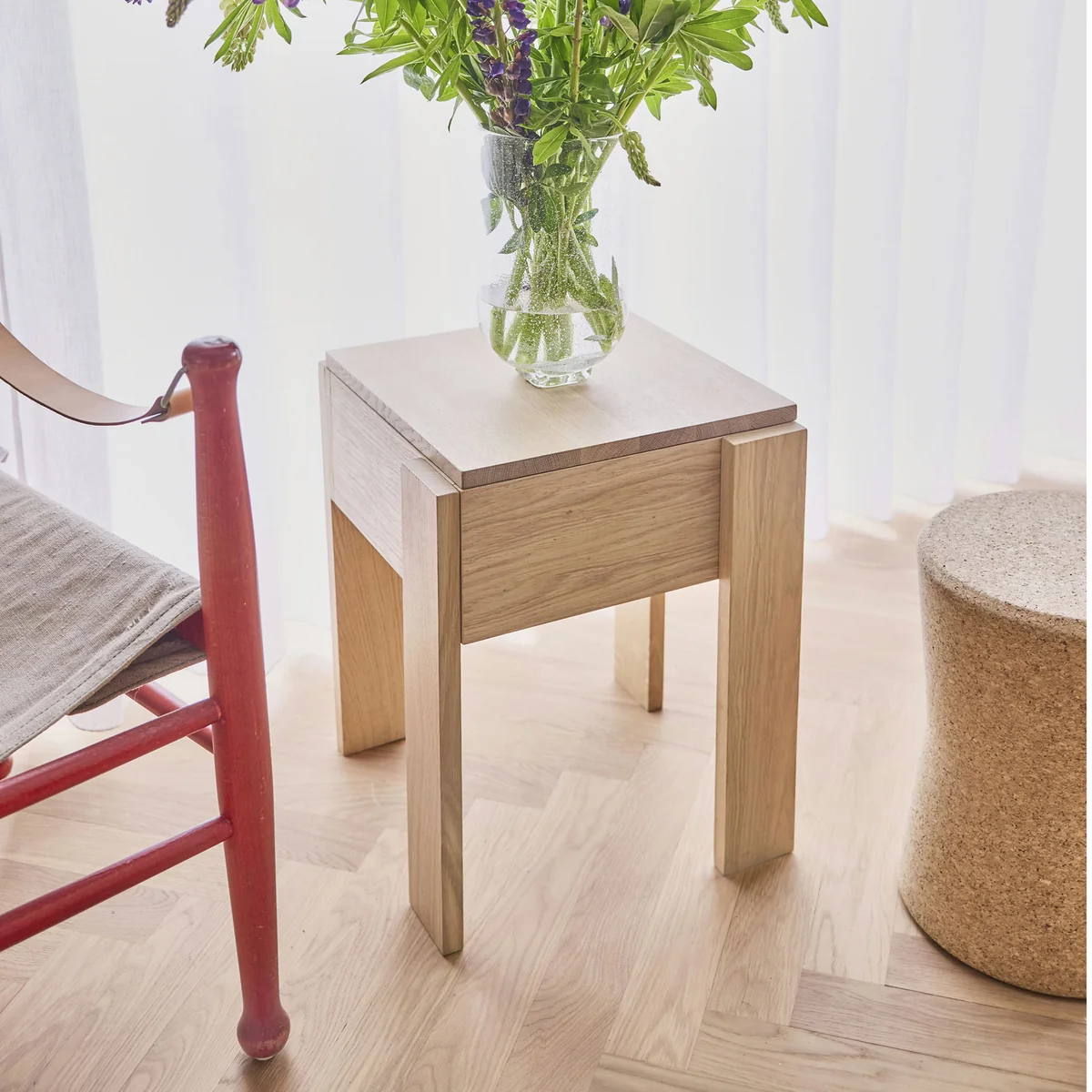 OYOY - OY Beistelltisch mit Schublade, H 45 cm, Eiche natur