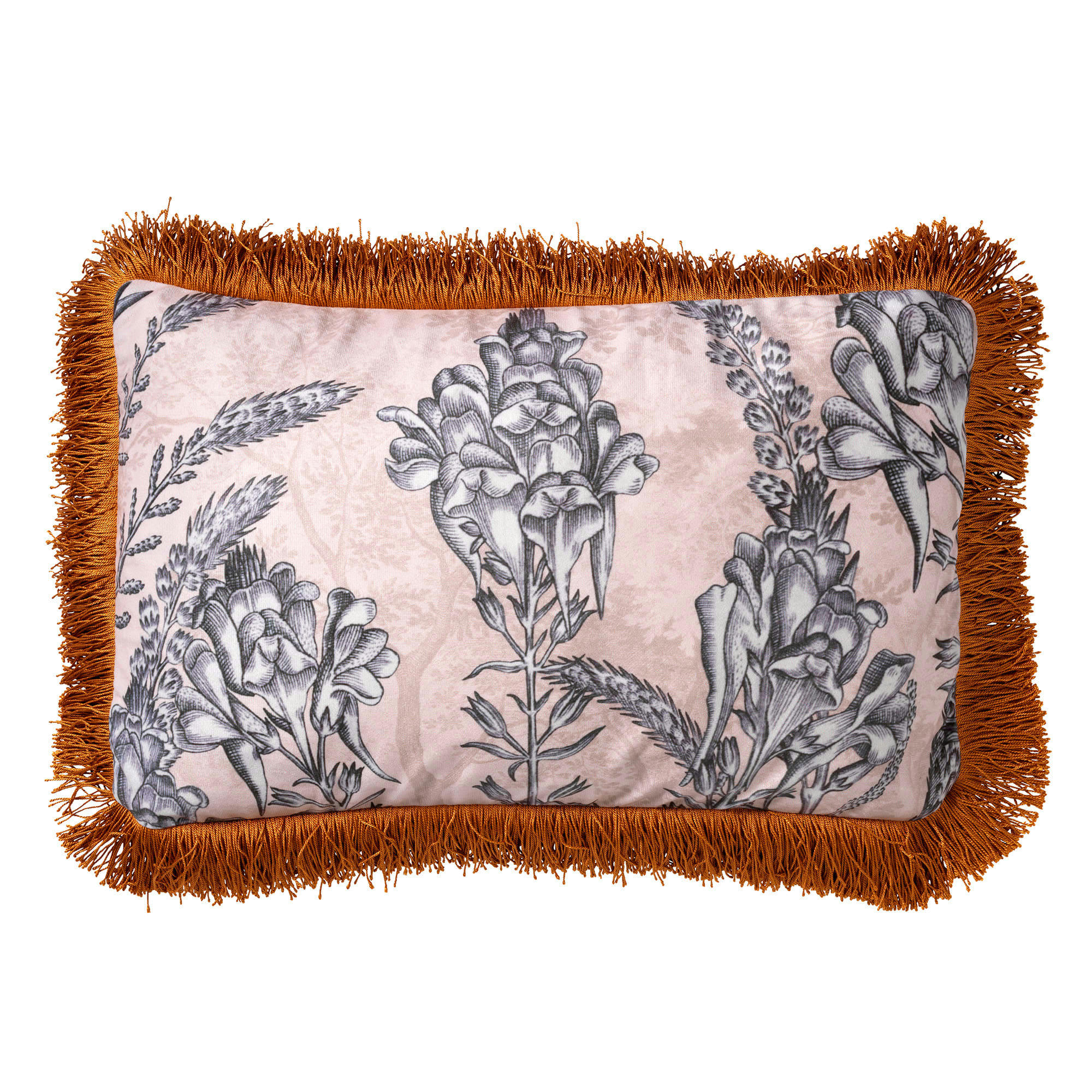 - Housse de coussin beige en velours-30x50 cm avec motif fleuri