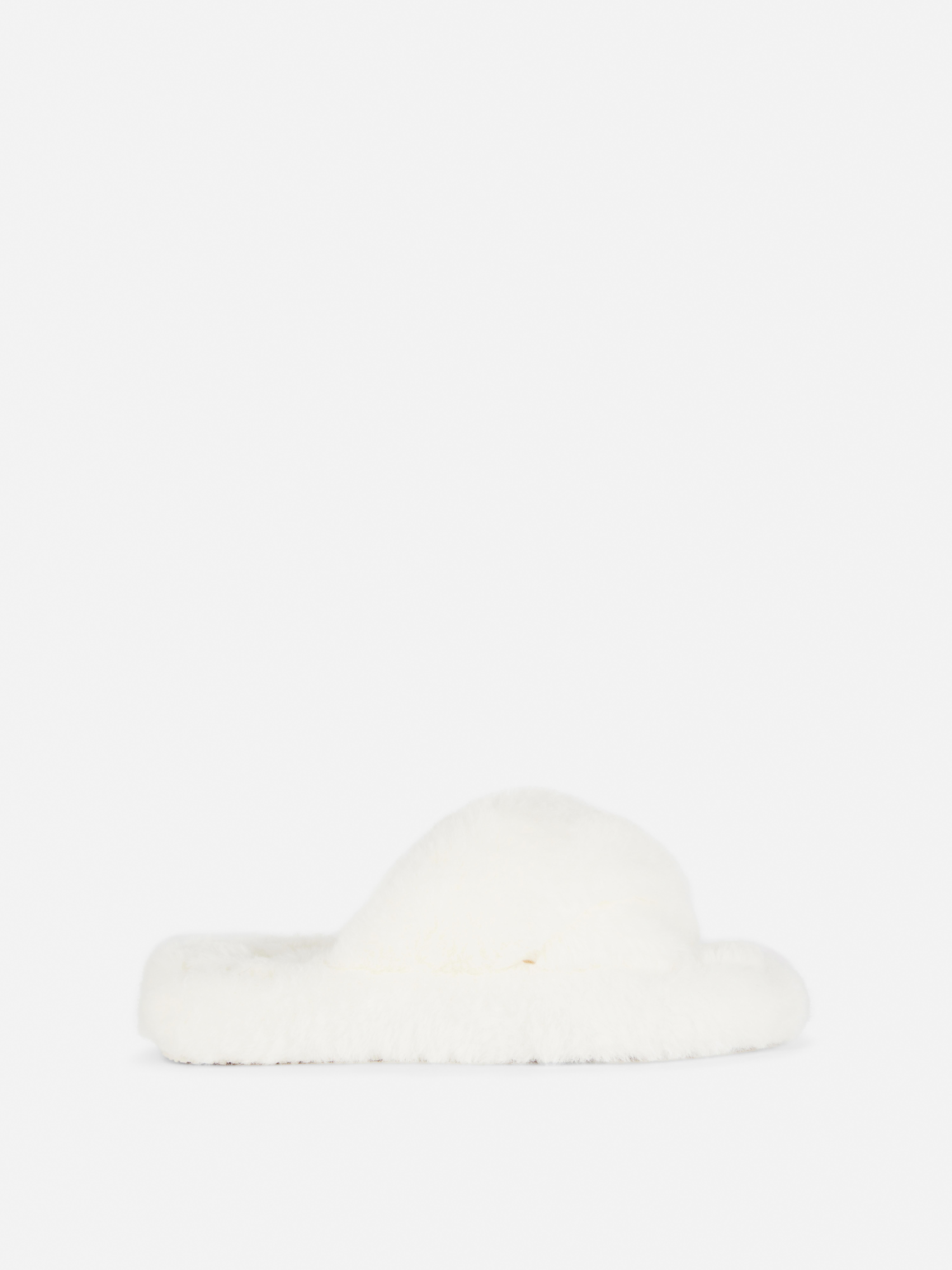 Fluffy Cross Strap Slippers