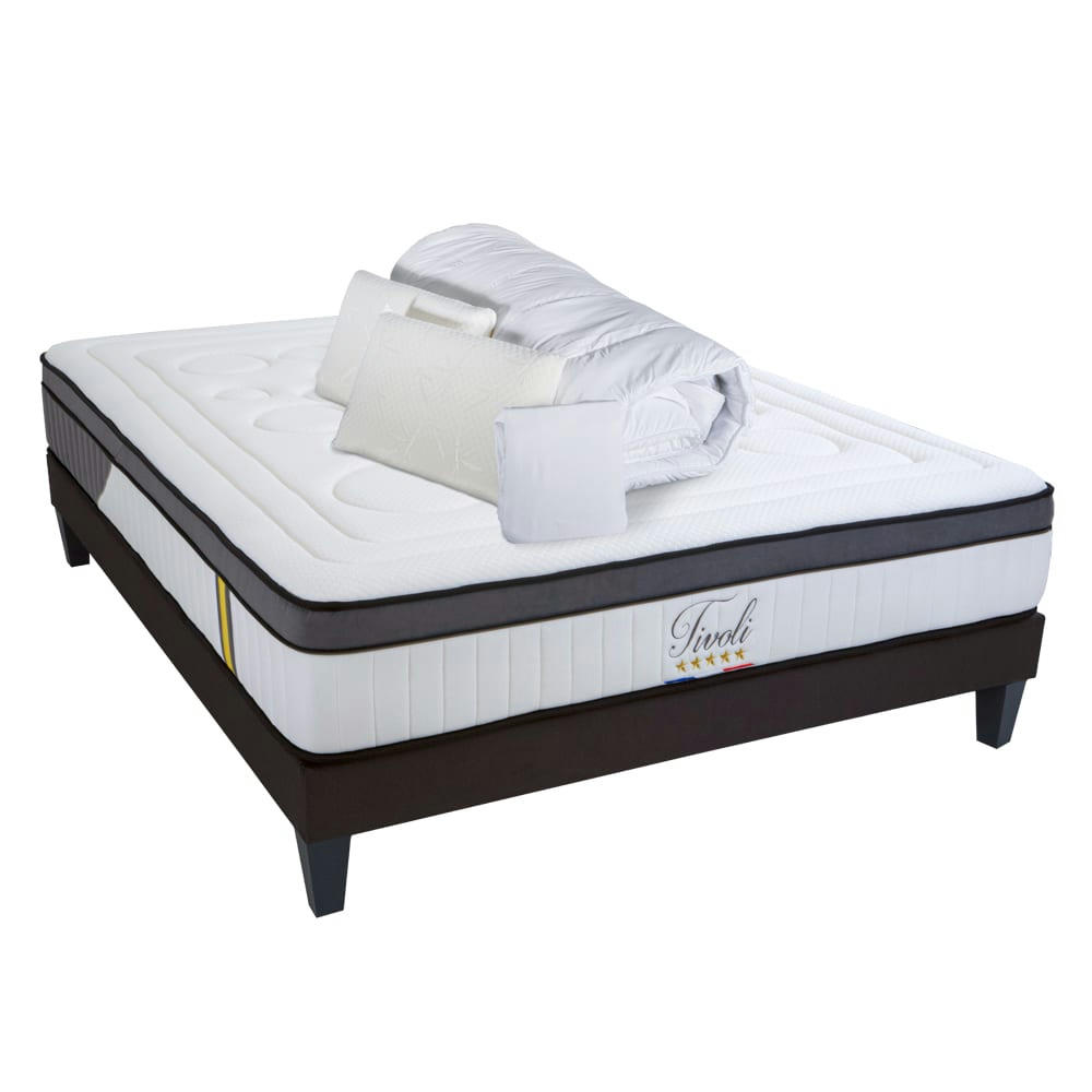 TIVOLI - Pack anti punaise  140x190  Matelas + Sommier + Accessoires