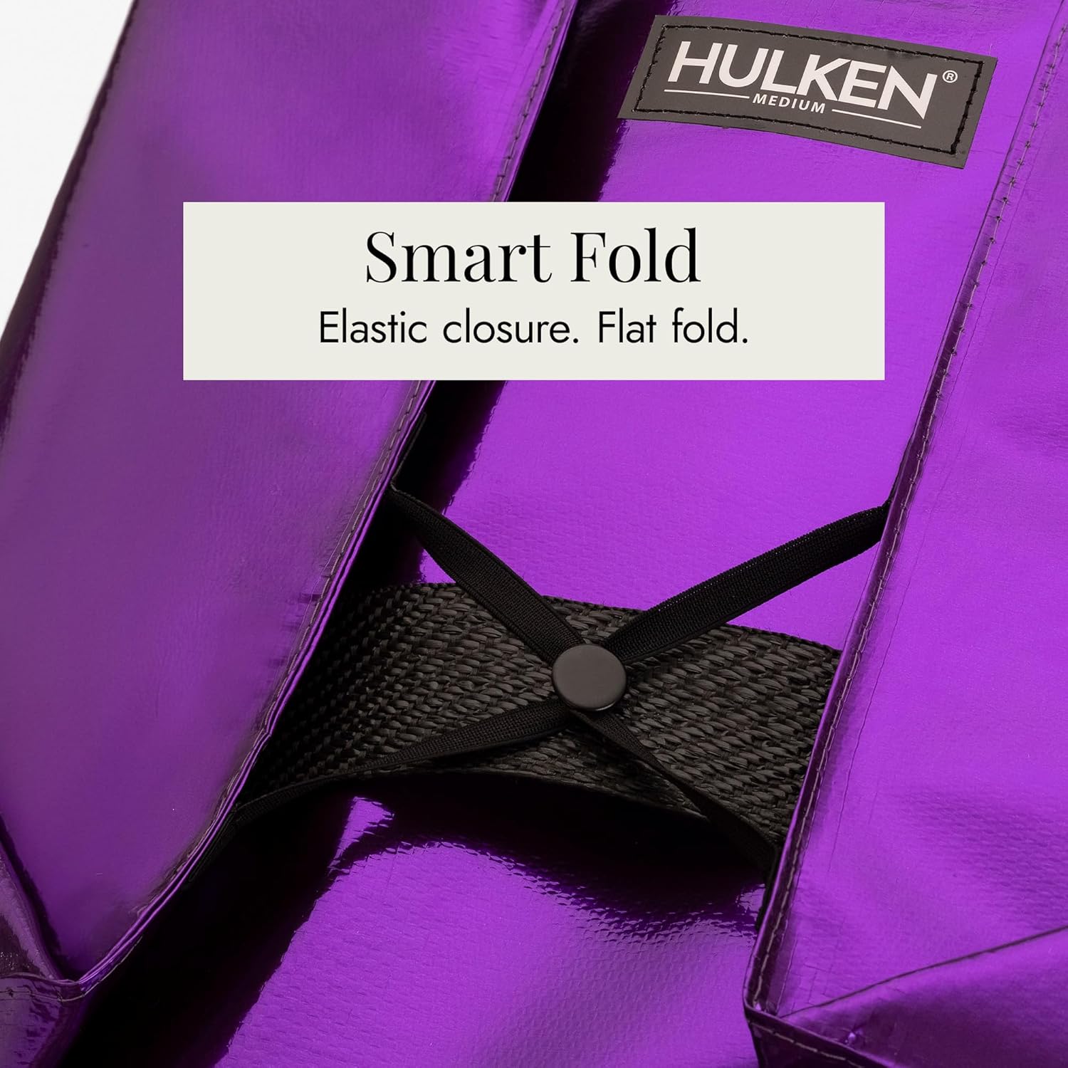 HULKEN - (Medium, Ultraviolet) Reusable Grocery Bag On Wheels, Shopping Trolley, Rolling Tote, Zipper Closure, Lightweight, Carries Up to 66 lb, Folds Flat, Unbreakable Handles
