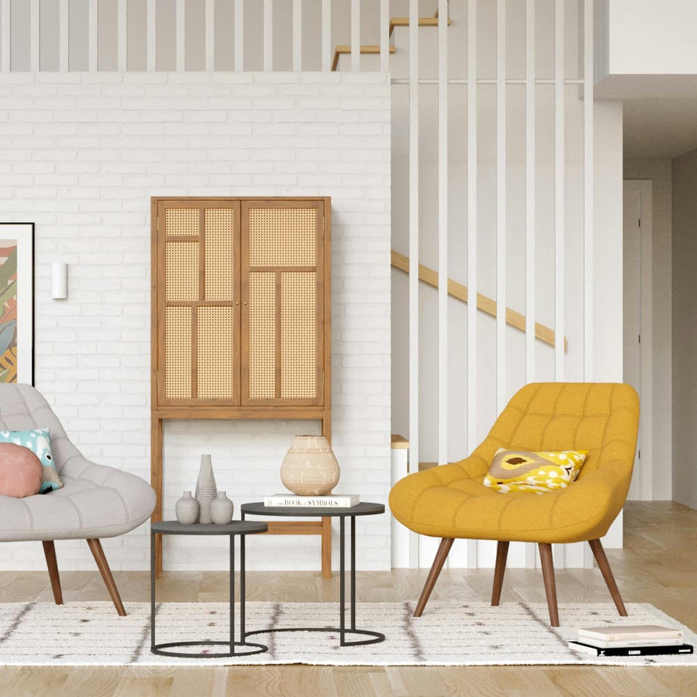 OLAF - Fauteuil en tissu jaune