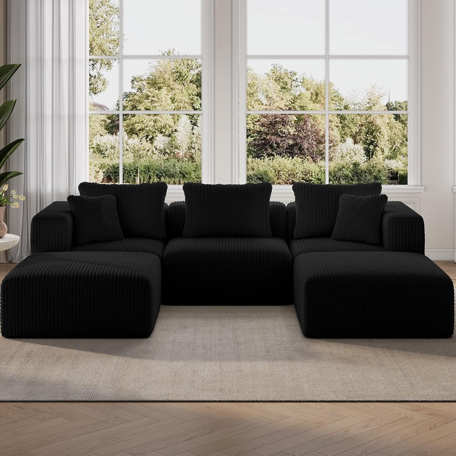 Novilla 106 Modular Sectional Sofa, Modern Cloud Sectional Couch with Smarts Coil® Support, U-Shape Boneless Couch for Living Room Apartments Bedroom, No Assembly Required (3 Seat w/ 2 Ottoman)