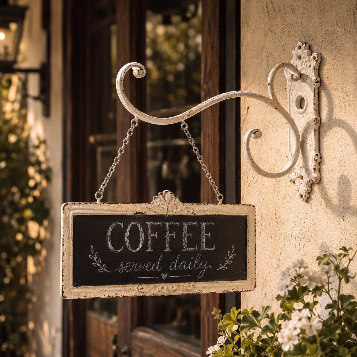 Rustic Hanging Chalkboard Sign, Farmhouse Coffee Menu Board, Double Sided Metal Sign
