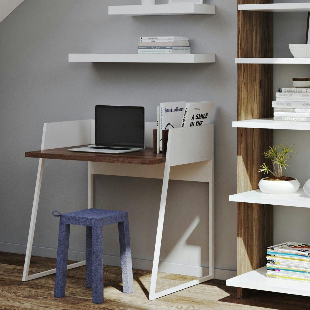 VOLGA - Bureau  placage noyer et blanc