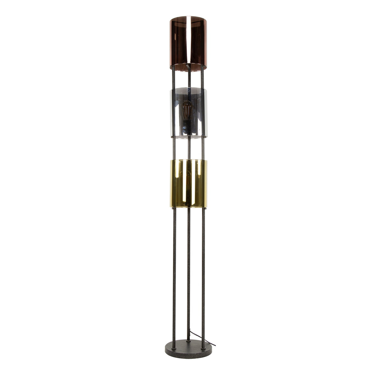 Giga Meubel Vloerlamp Patch Cylinder - Brons Antiek - 3-Lichts - 30x30x135cm