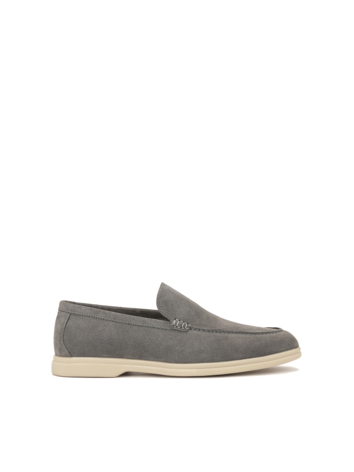Grey suede shoes with stitching