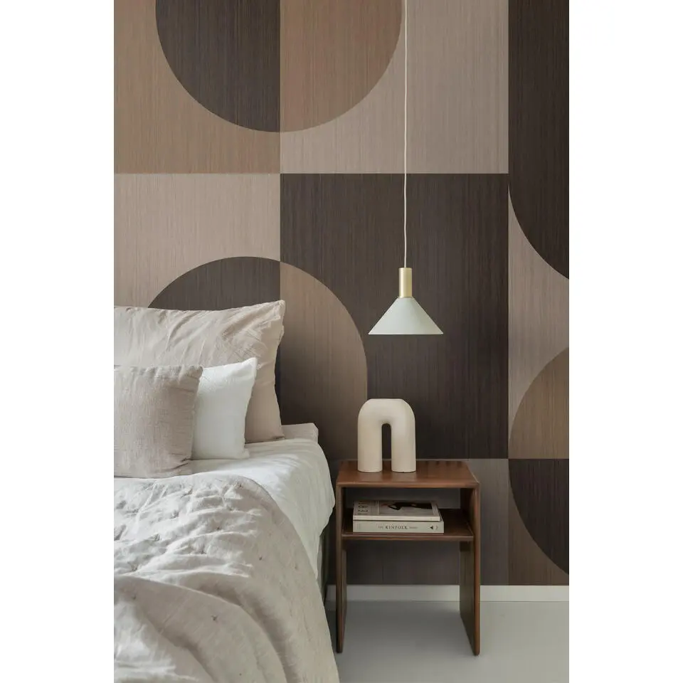 Origin Wallcoverings fotobehang cirkels in Bauhaus stijl donker beige en bruin