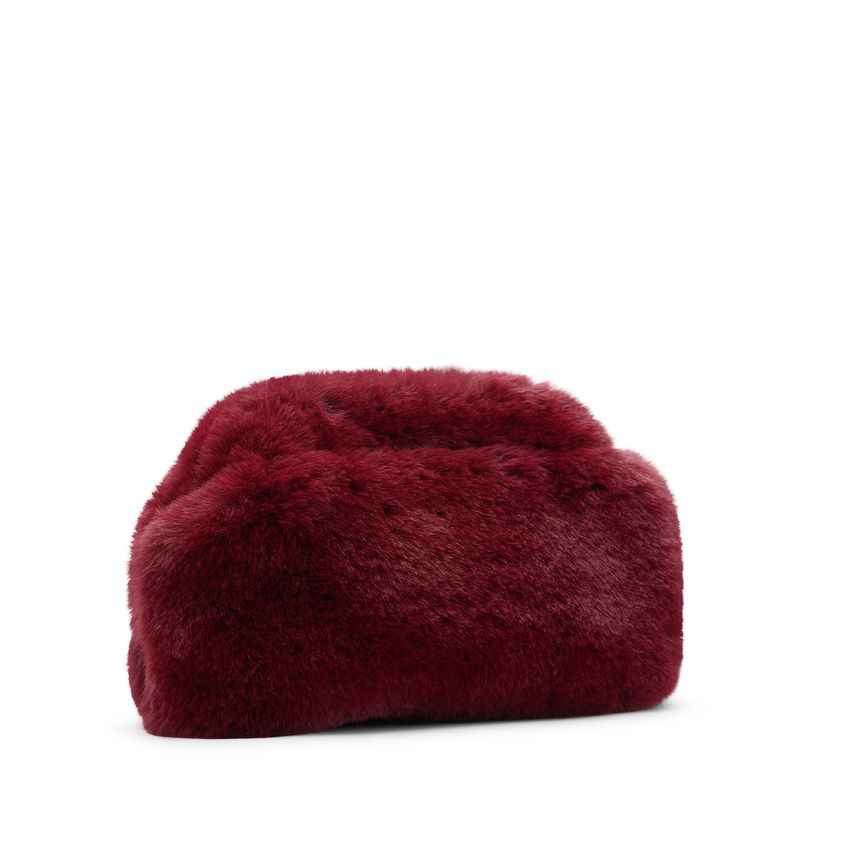 Manfield Burgundy clutch van faux fur