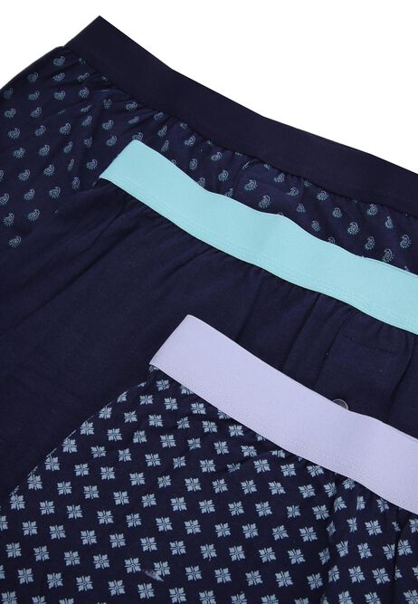 Mens 3pk Navy Paisley Print Loosefit Boxers
