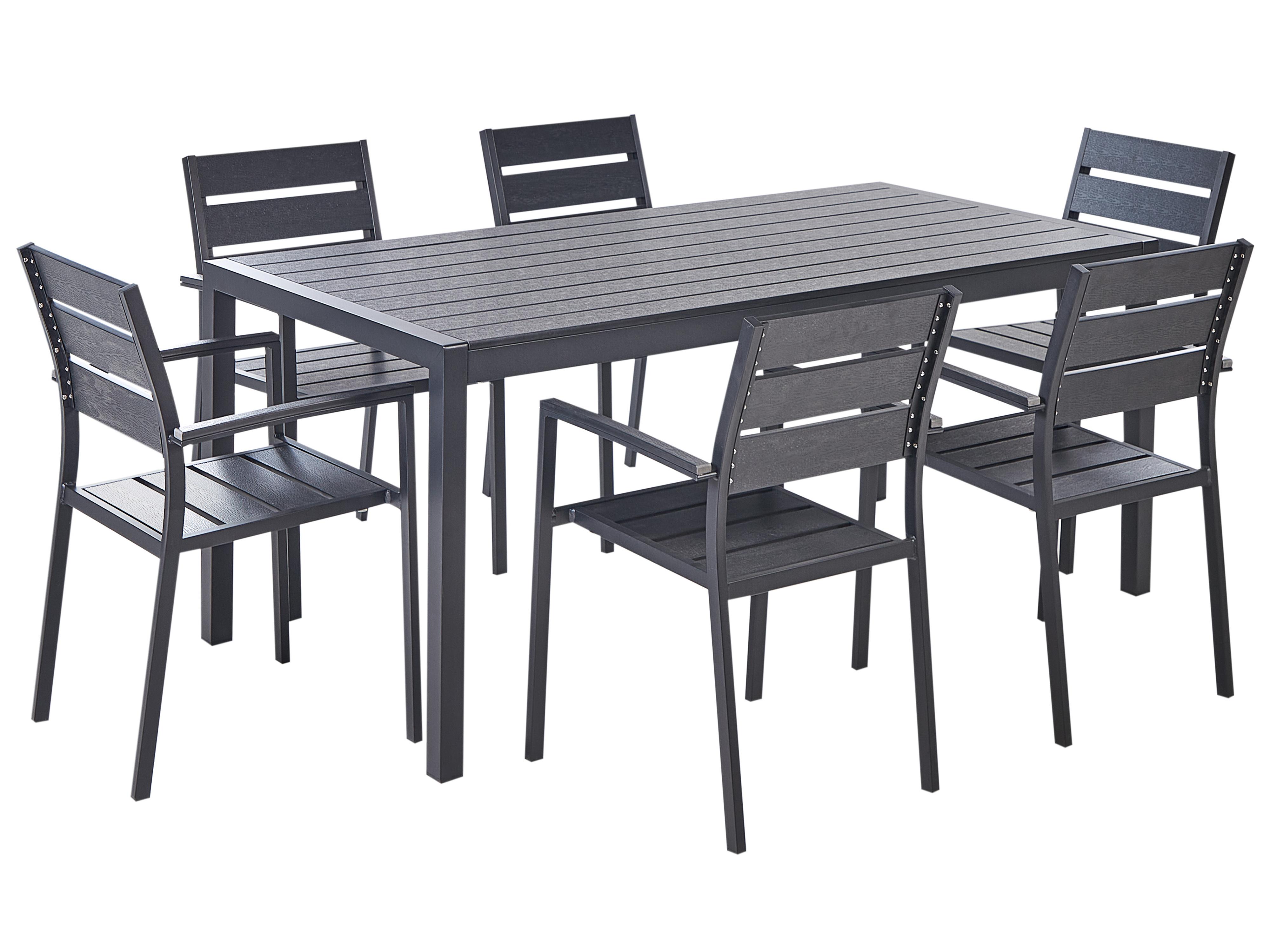 Garden Dining Set 6 Seater VERNIO Black