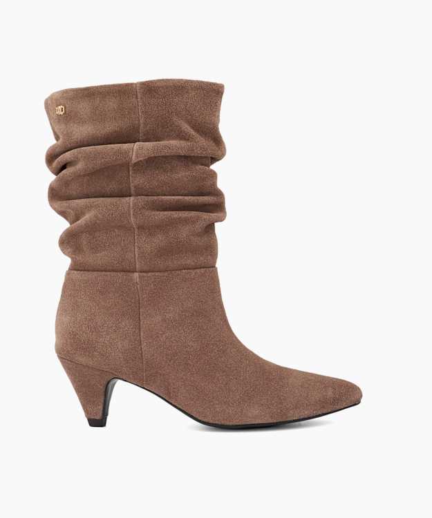 Orange Mink - Suede Heeled Ankle Boots