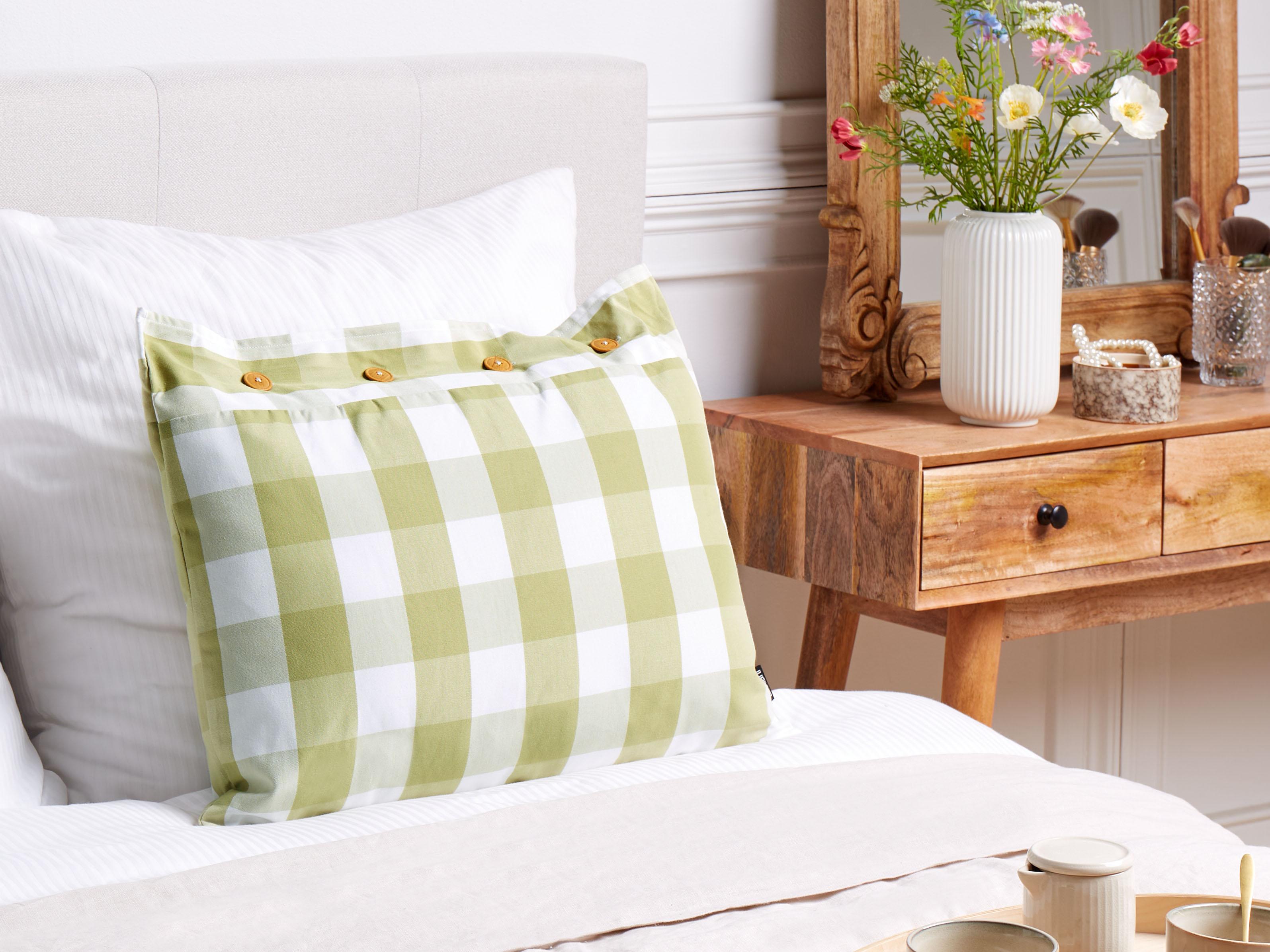 Throw Cushion TAMNINE 40 x 60 cm Light Green Checked