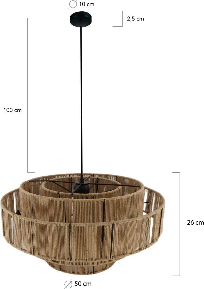 DKNC - Hanglamp Droom - jute - 50x50x26cm - Bruin