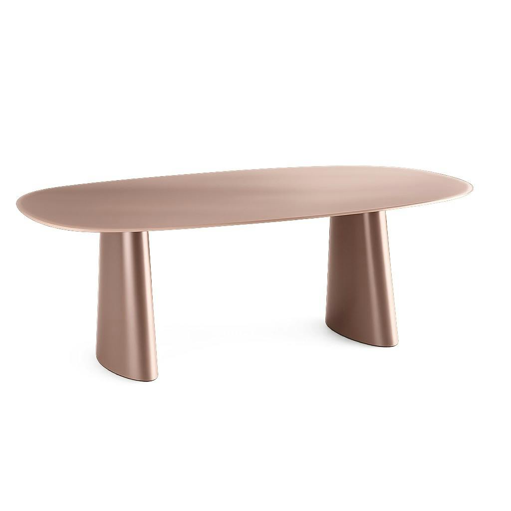Table à manger design en verre rose argile 220 cm ALBA