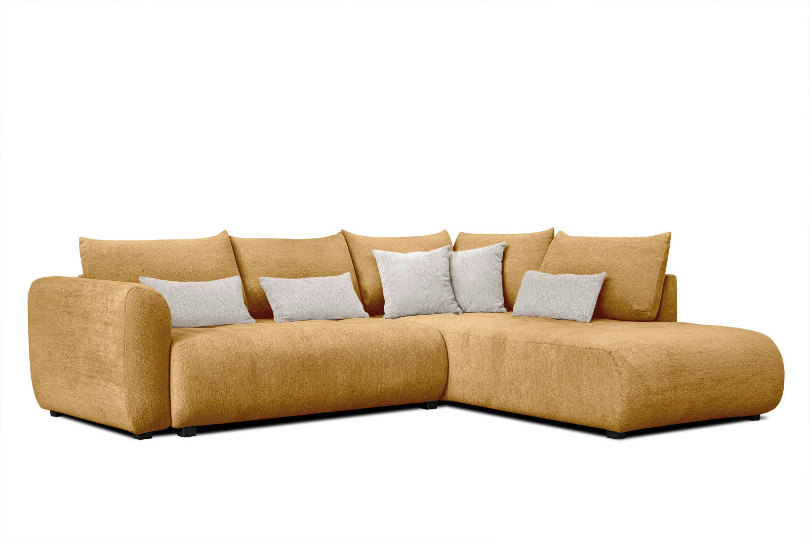 SORENO - Canapé d'angle droit 5 places jaune avec le couchage