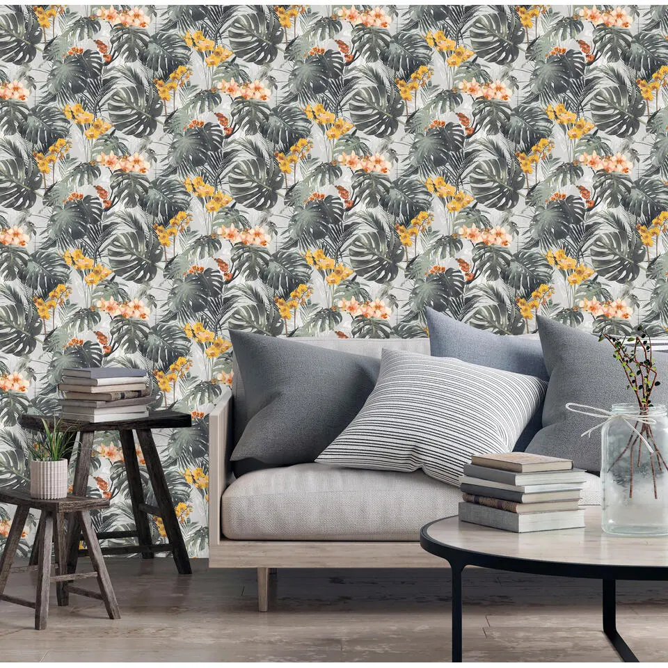 Dutch Wallcoverings - Myriad Paradiso groen/oker - 0,53x10,05m