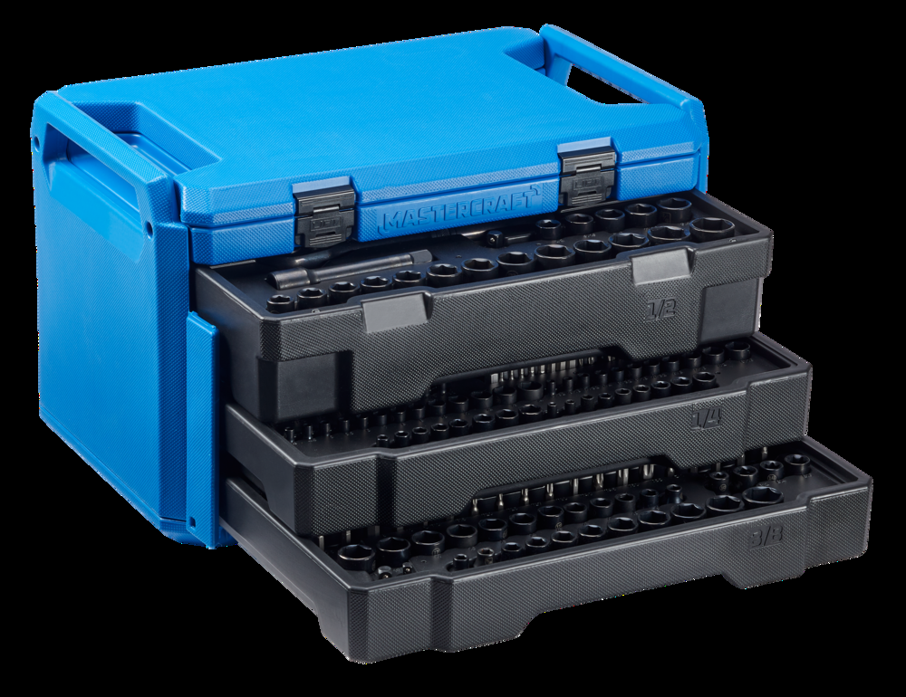 Mastercraft Socket Set, SAE/Metric, CRV, Black Steel Finish, 260-pc