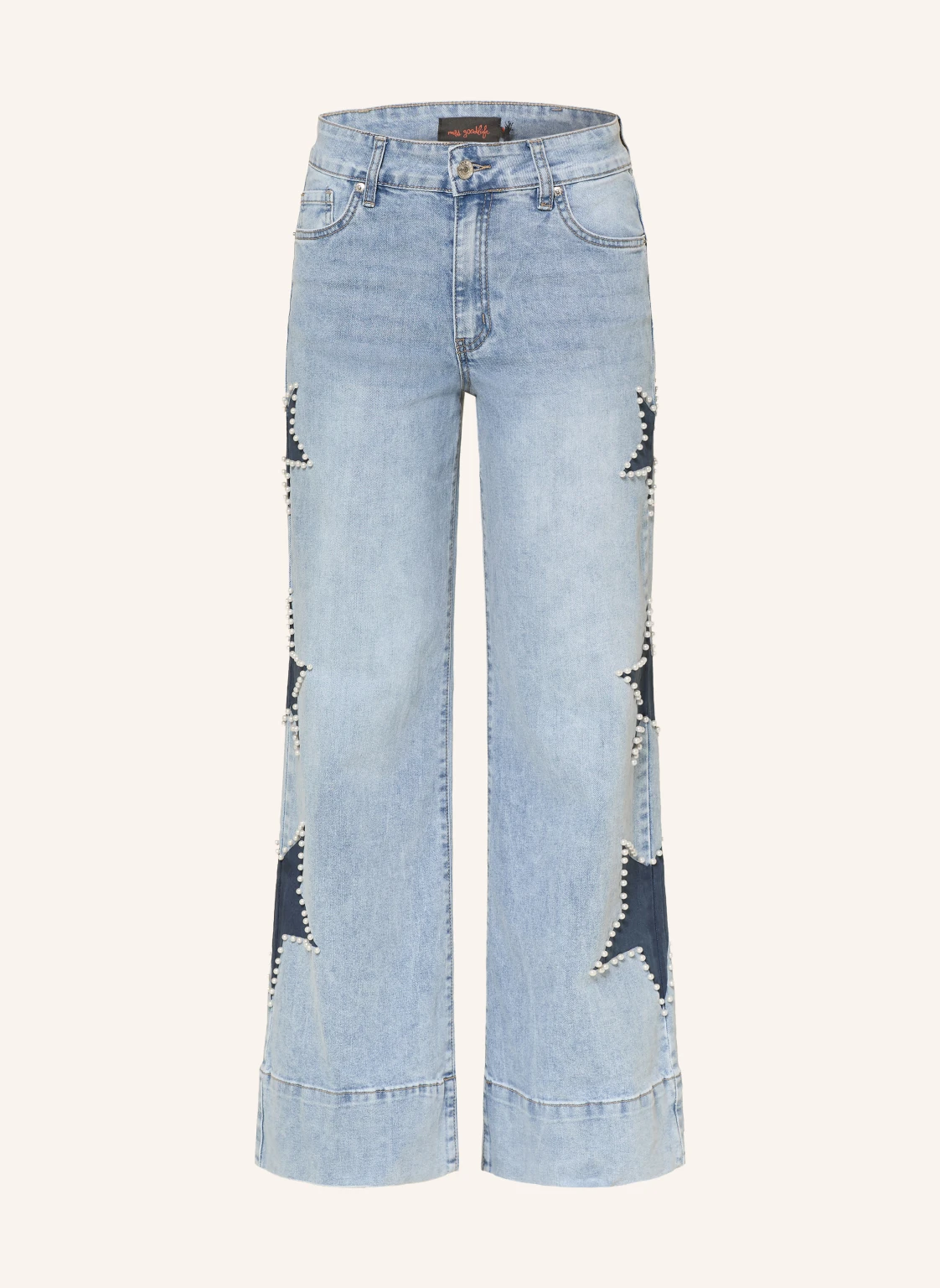 miss goodlife Flared Jeans mit Schmuckperlen