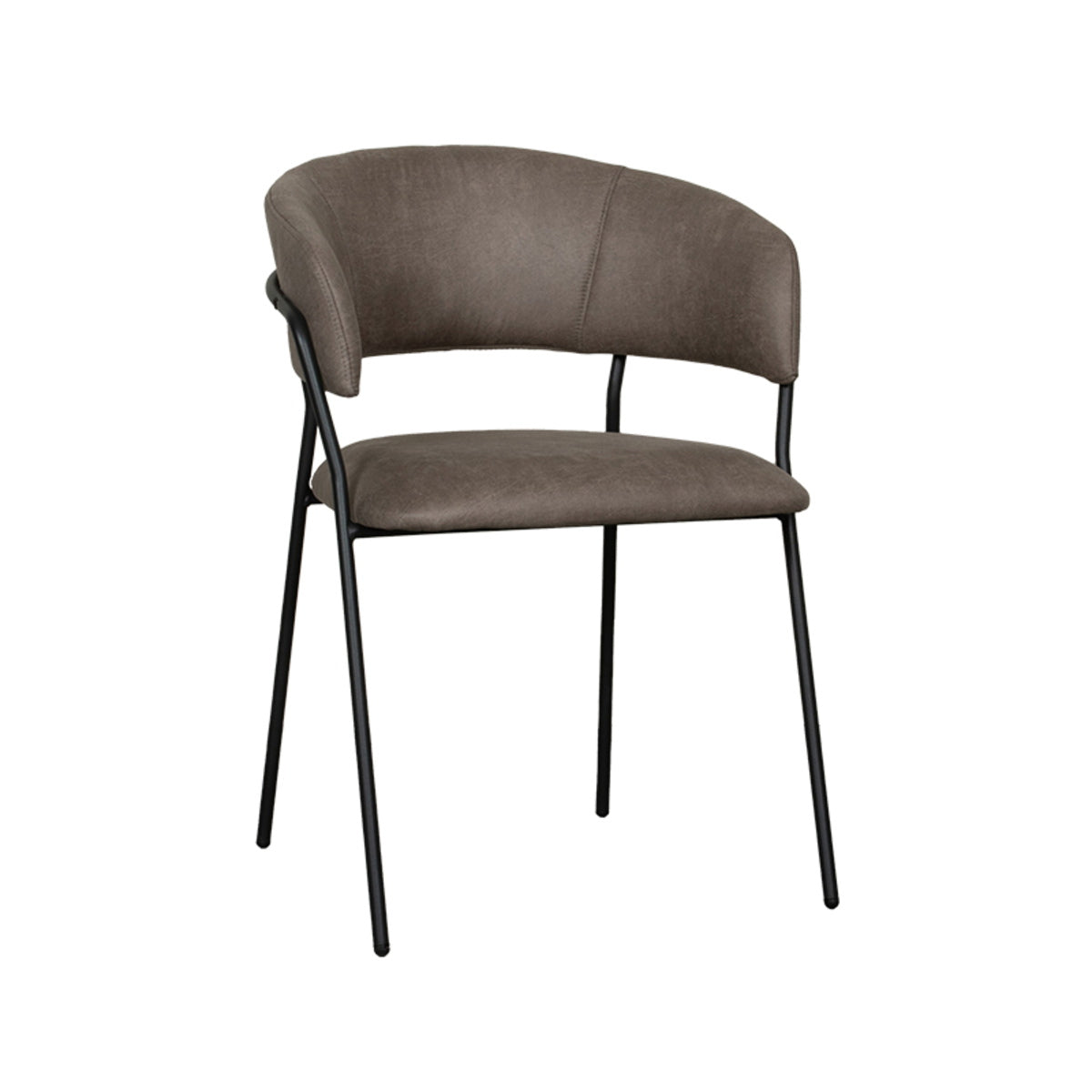 LABEL51 Eetkamerstoel Luuk - Taupe/Zwart Suède - Set van 4