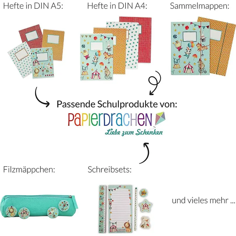 Schreibheft 4er-Set Zirkus