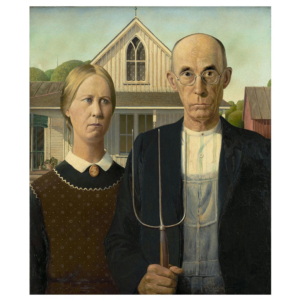 - Tableau impression sur toile American Gothic Grant Wood 60x90cm