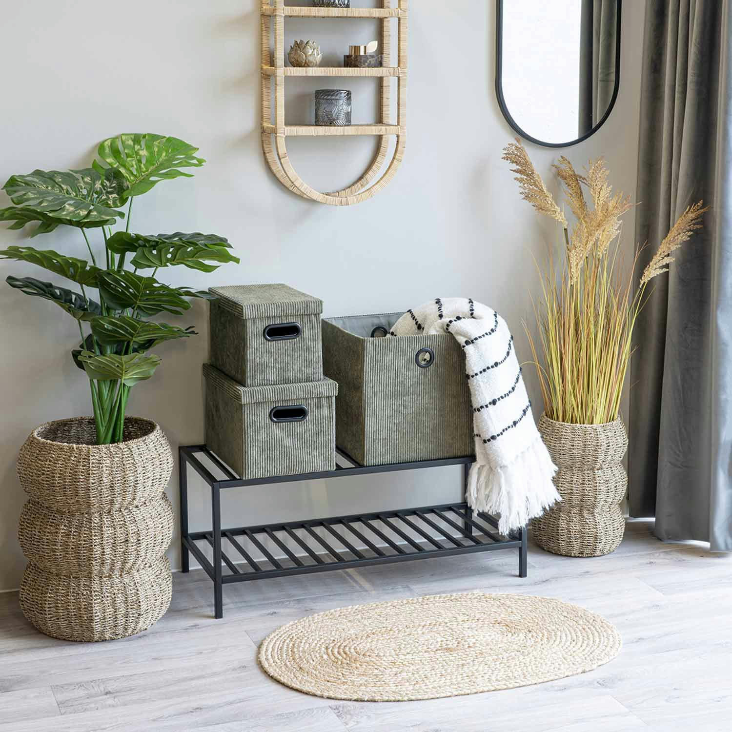 - Tapis oval en jute naturel 50 x 80 cm