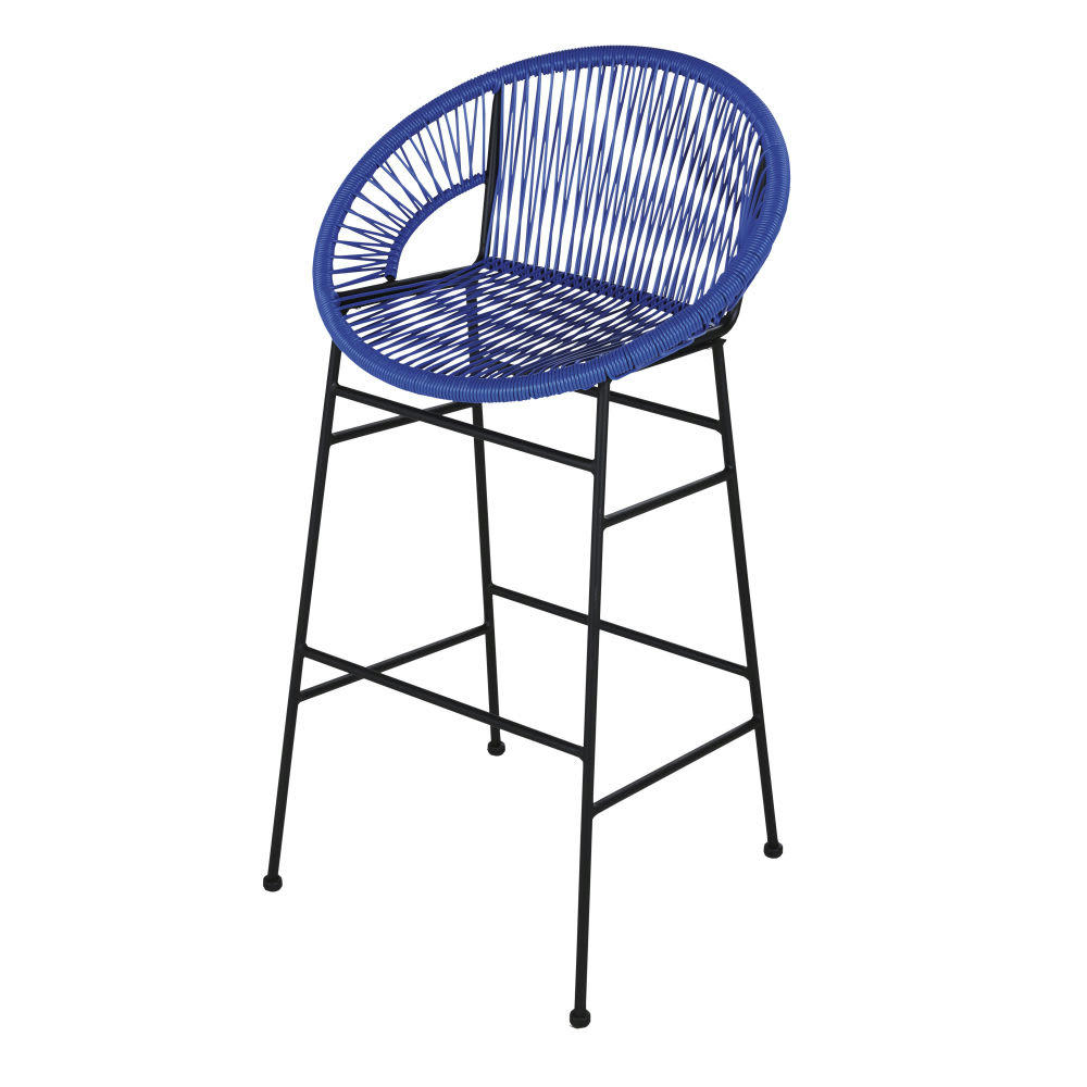 Copacabana Business - Chaises de bar de jardin professionnelles en résine bleue (x2)