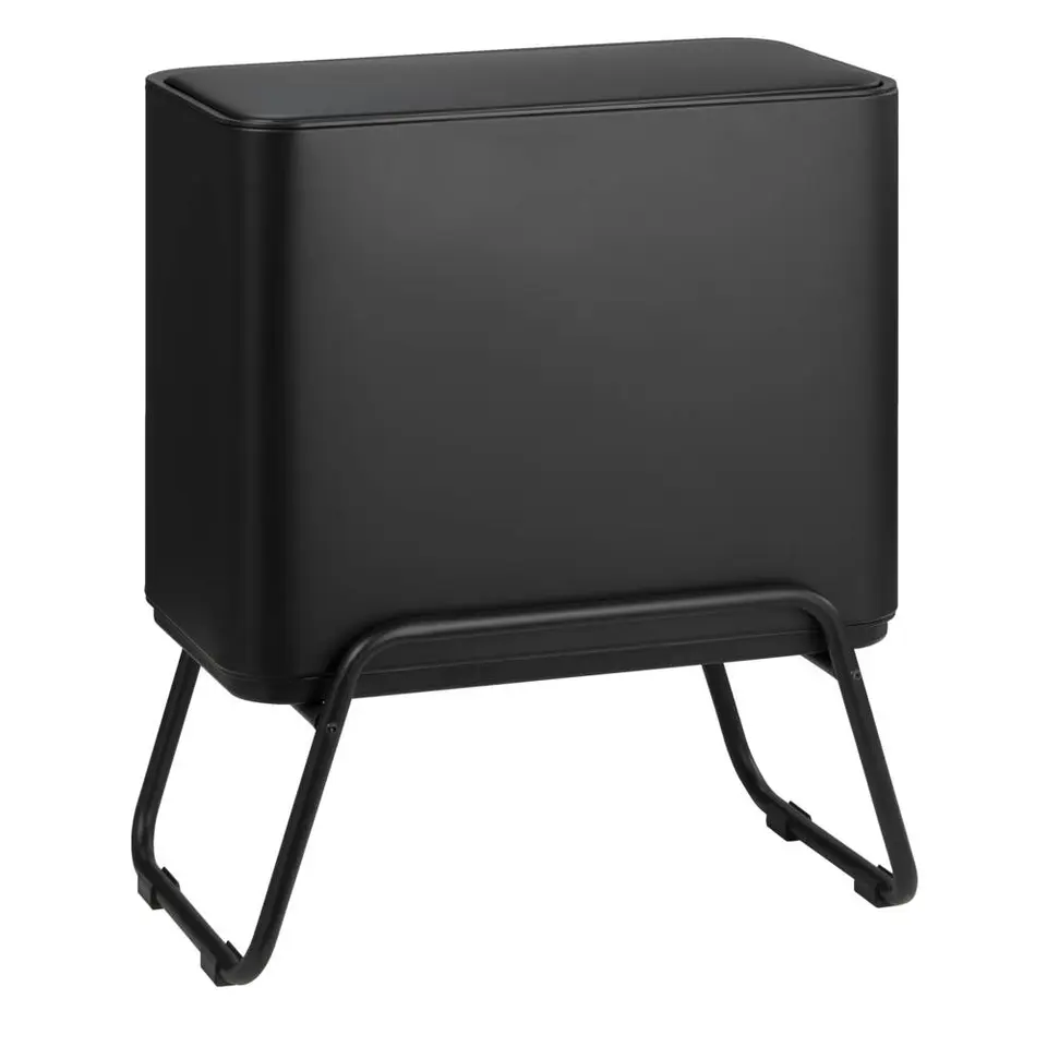 Prullenbak Duo op pootjes - matzwart - metaal/kunststof - 28 12 liter