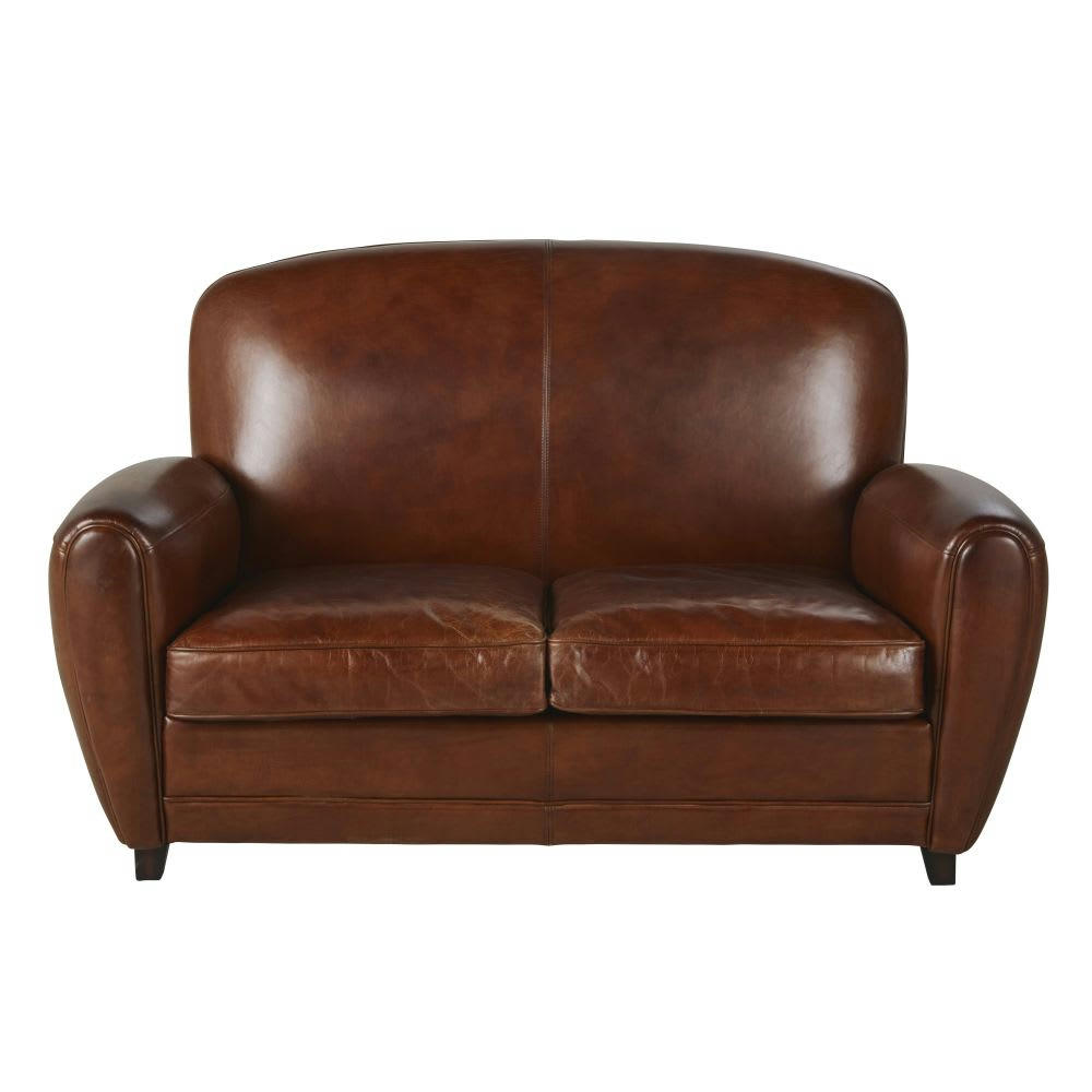 Oxford - Canapé vintage 2 places en cuir marron
