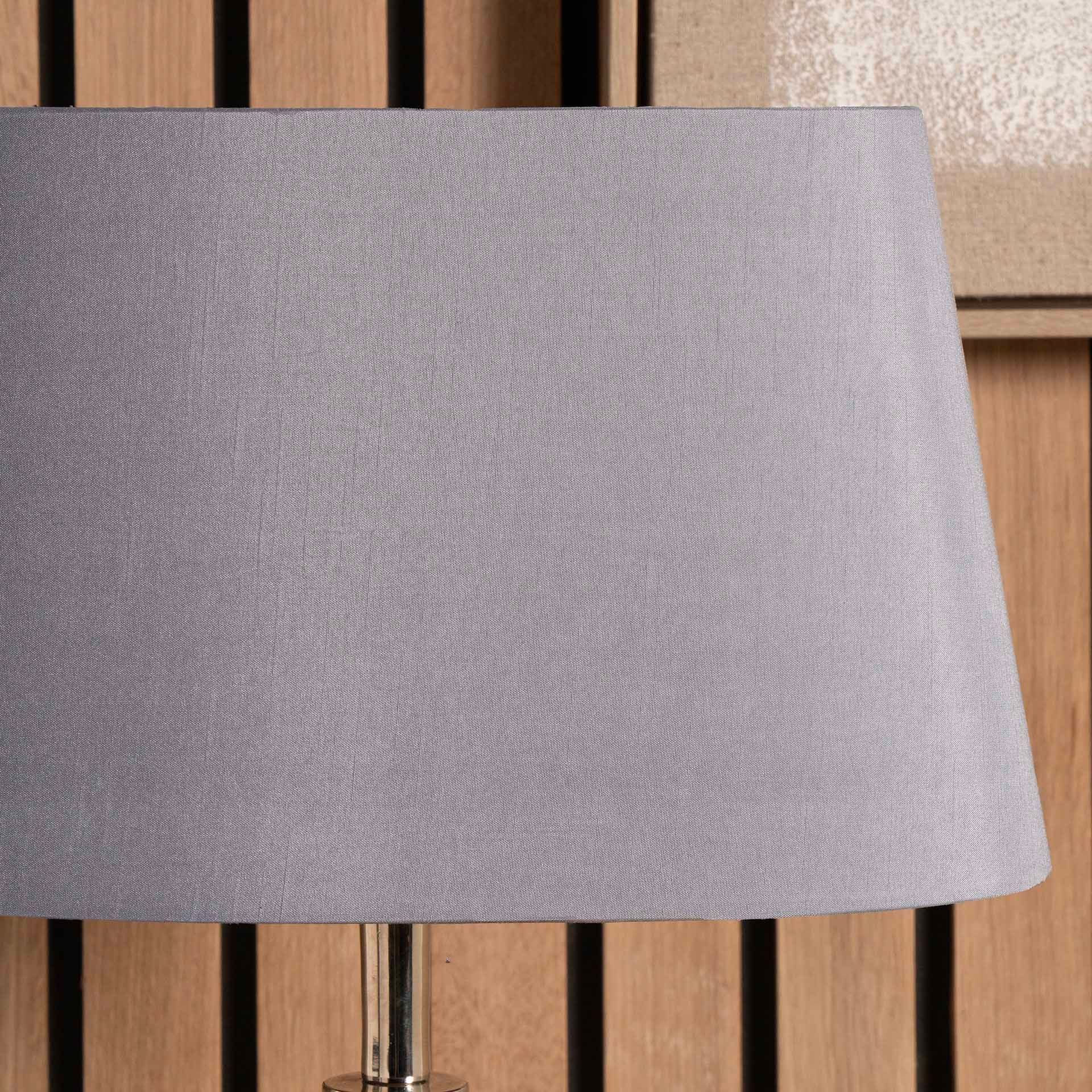 Ruma Grey Oval Poly Silk Tapered Lamp Shade For Table Lamps