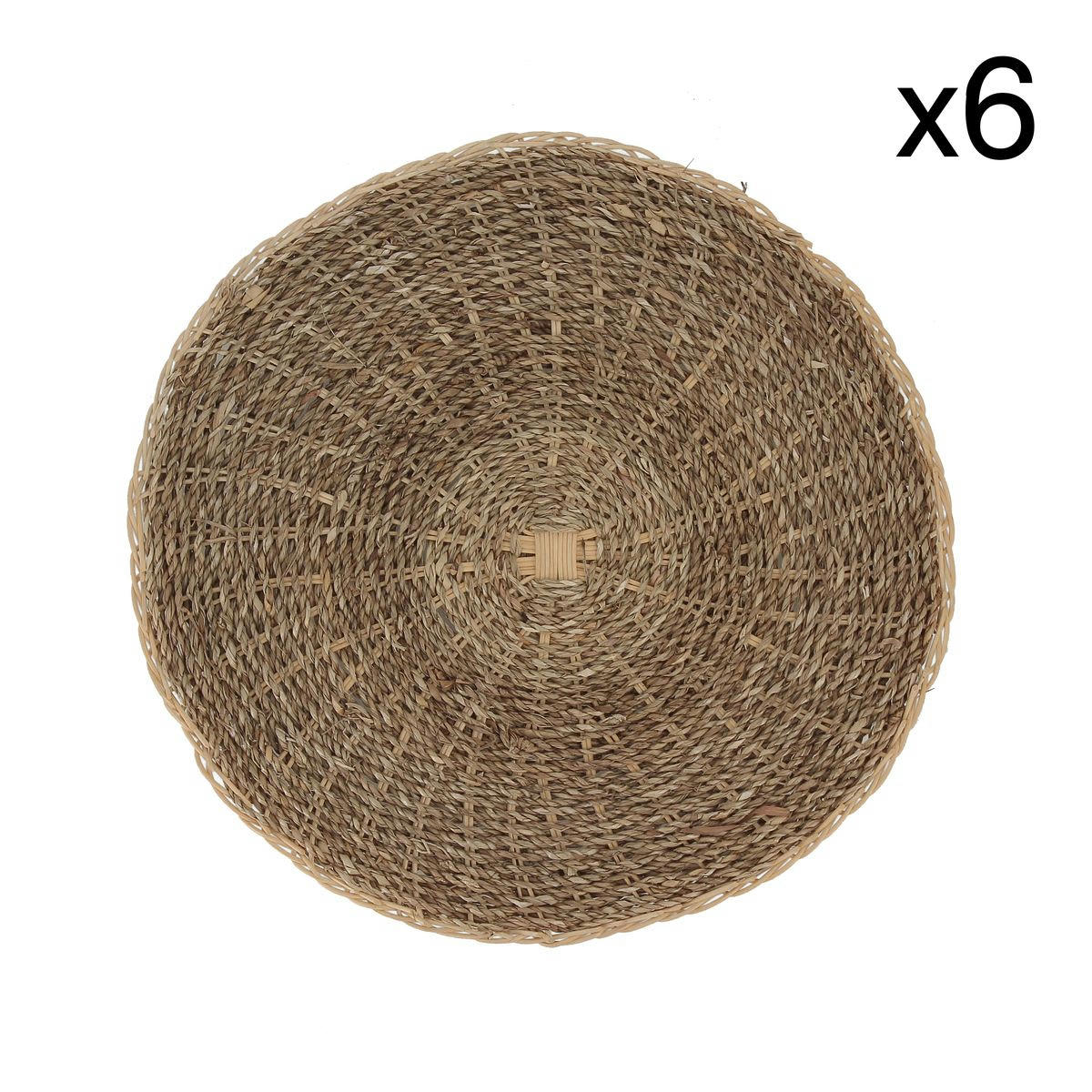 BALI - Lot de 6 sets de table rond Ø38cm