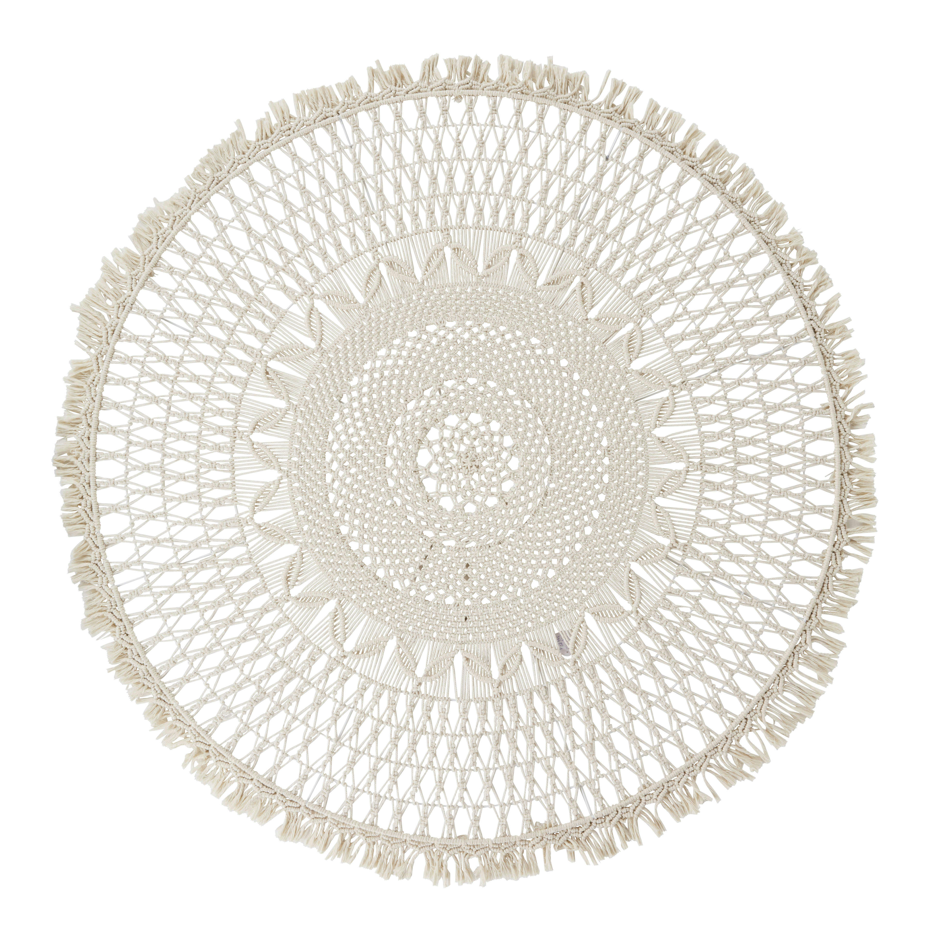 - Déco murale rond en coton tressé beige D130