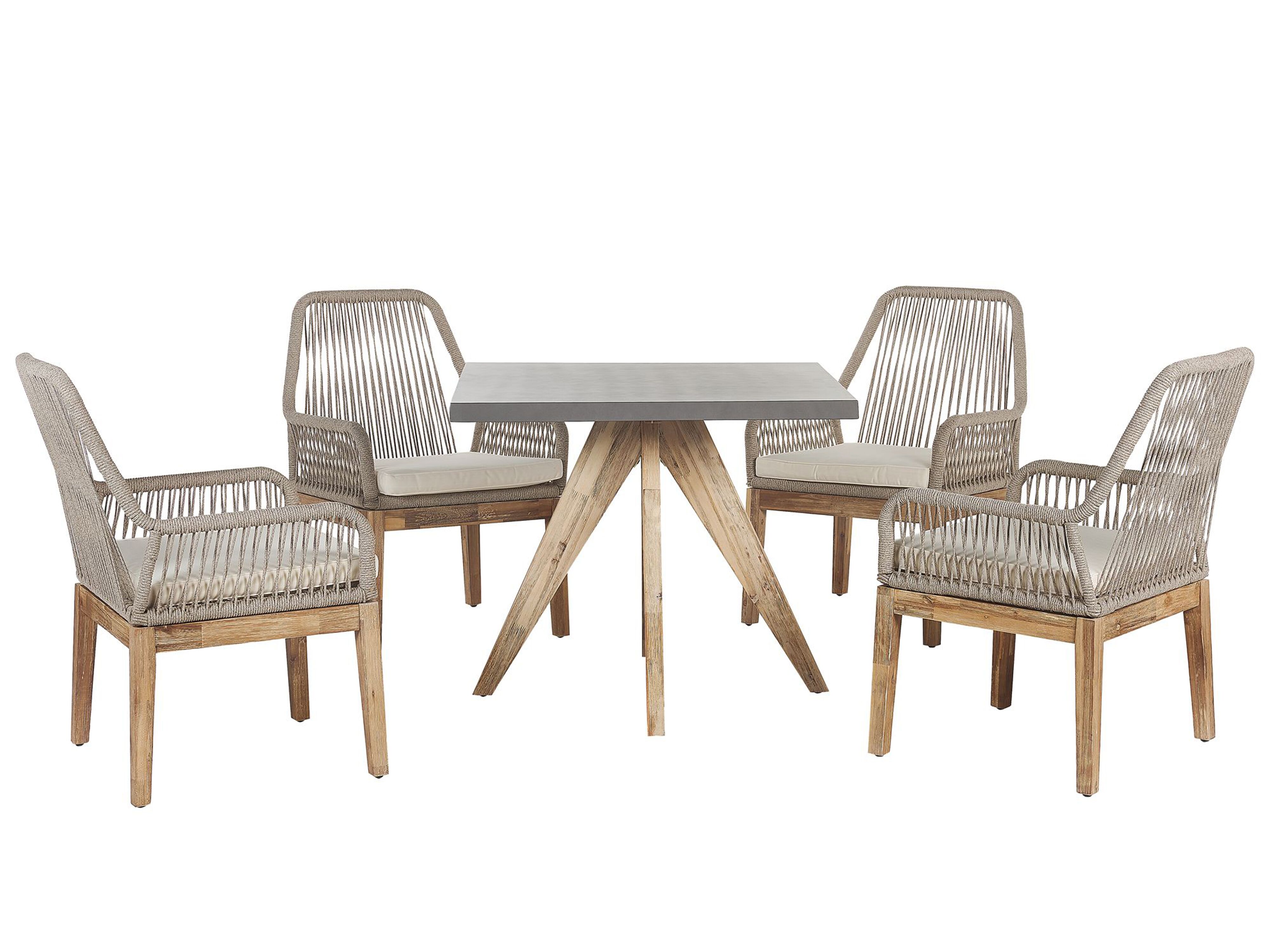 Garden Dining Set 4 Seater OLBIA with Cushions Concrete Beige