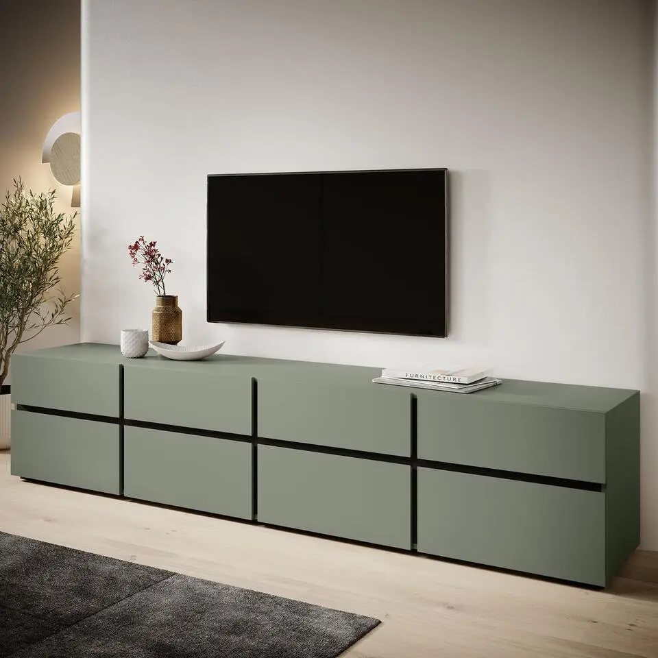 Meubella - TV-Meubel Cainan - Groen - 225 cm